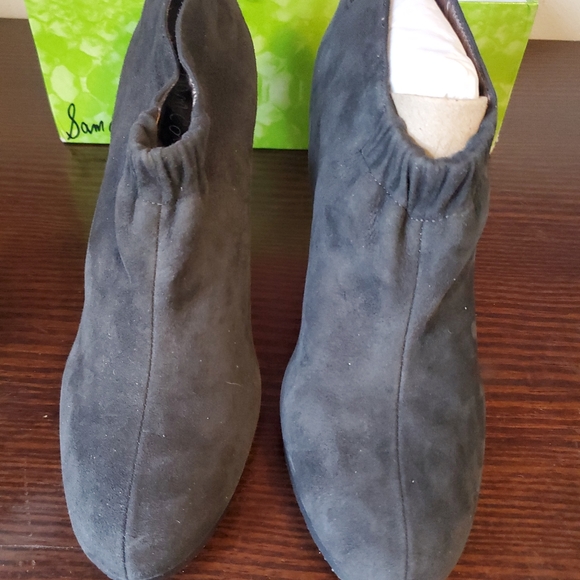 Womens Sam Edelman Grey Pewter Suede Bootie Heels, Simone sz 10 New in Box - Picture 2 of 16